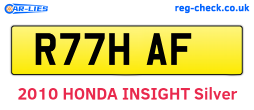 R77HAF are the vehicle registration plates.