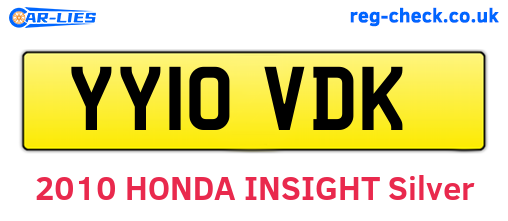 YY10VDK are the vehicle registration plates.
