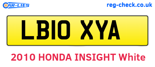 LB10XYA are the vehicle registration plates.