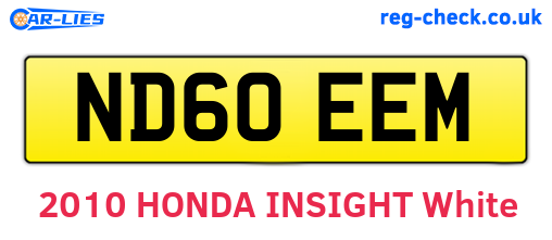 ND60EEM are the vehicle registration plates.