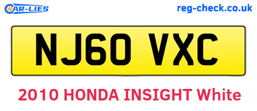 NJ60VXC are the vehicle registration plates.