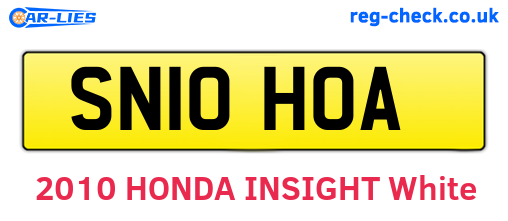 SN10HOA are the vehicle registration plates.