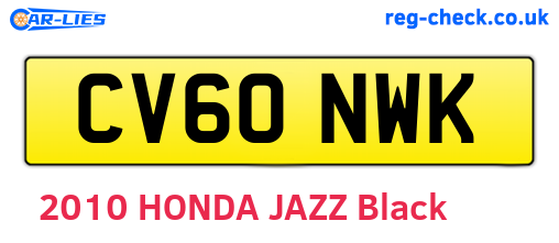 CV60NWK are the vehicle registration plates.