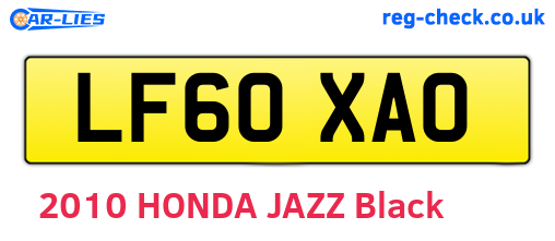 LF60XAO are the vehicle registration plates.