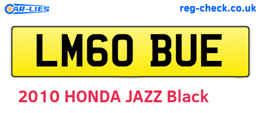 LM60BUE are the vehicle registration plates.
