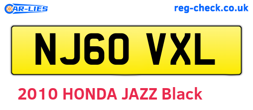 NJ60VXL are the vehicle registration plates.