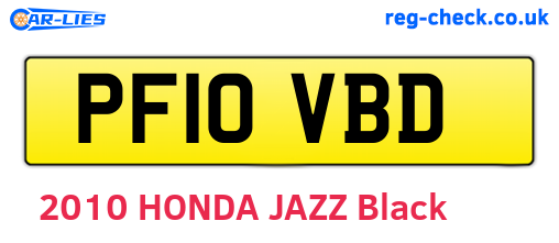 PF10VBD are the vehicle registration plates.