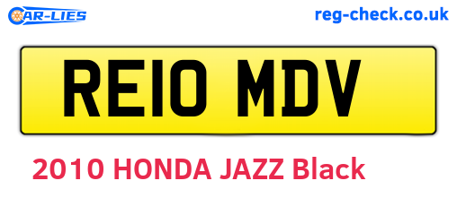 RE10MDV are the vehicle registration plates.