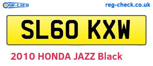 SL60KXW are the vehicle registration plates.