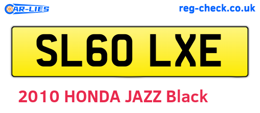 SL60LXE are the vehicle registration plates.