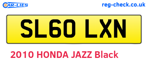 SL60LXN are the vehicle registration plates.