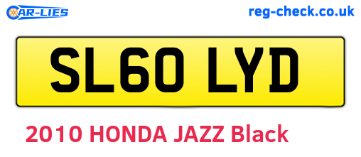 SL60LYD are the vehicle registration plates.