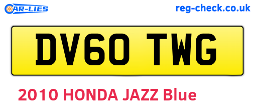 DV60TWG are the vehicle registration plates.