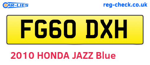 FG60DXH are the vehicle registration plates.