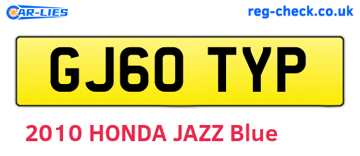 GJ60TYP are the vehicle registration plates.