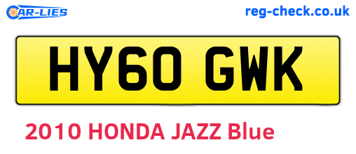 HY60GWK are the vehicle registration plates.