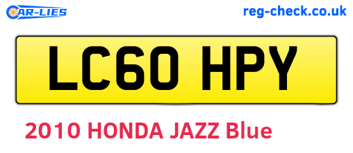 LC60HPY are the vehicle registration plates.