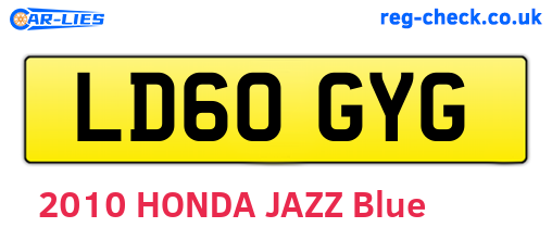 LD60GYG are the vehicle registration plates.