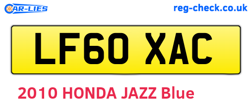 LF60XAC are the vehicle registration plates.