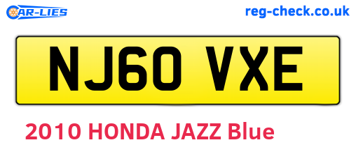 NJ60VXE are the vehicle registration plates.