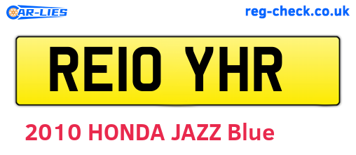 RE10YHR are the vehicle registration plates.