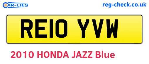 RE10YVW are the vehicle registration plates.
