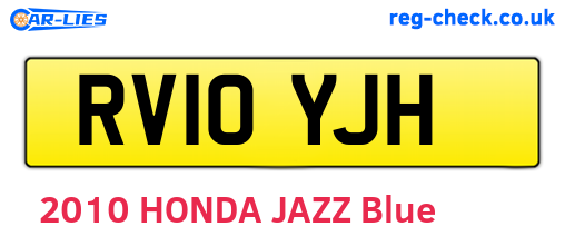 RV10YJH are the vehicle registration plates.