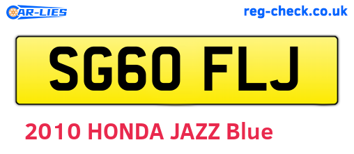 SG60FLJ are the vehicle registration plates.