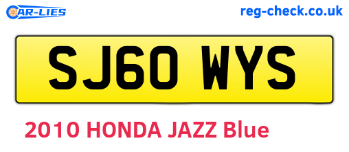 SJ60WYS are the vehicle registration plates.
