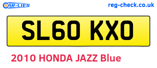 SL60KXO are the vehicle registration plates.