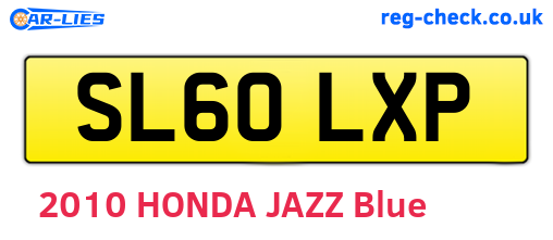 SL60LXP are the vehicle registration plates.