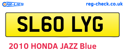 SL60LYG are the vehicle registration plates.
