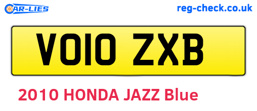 VO10ZXB are the vehicle registration plates.