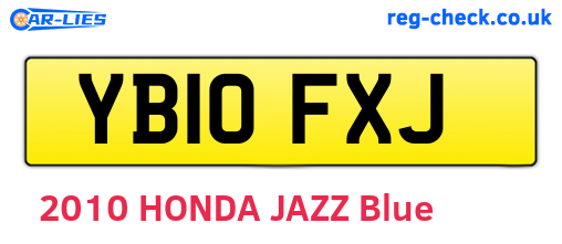 YB10FXJ are the vehicle registration plates.