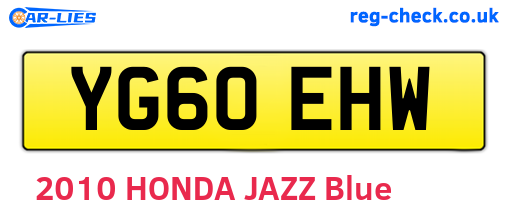 YG60EHW are the vehicle registration plates.