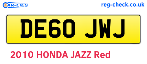 DE60JWJ are the vehicle registration plates.