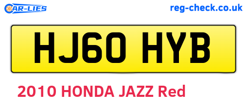 HJ60HYB are the vehicle registration plates.