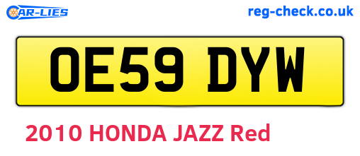 OE59DYW are the vehicle registration plates.