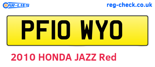 PF10WYO are the vehicle registration plates.