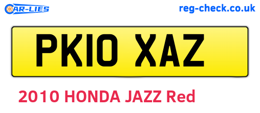 PK10XAZ are the vehicle registration plates.