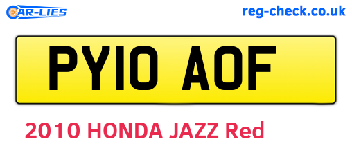 PY10AOF are the vehicle registration plates.