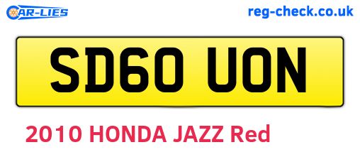 SD60UON are the vehicle registration plates.