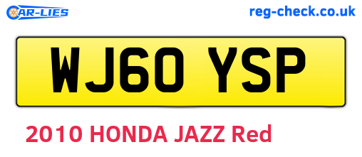 WJ60YSP are the vehicle registration plates.