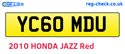 YC60MDU are the vehicle registration plates.
