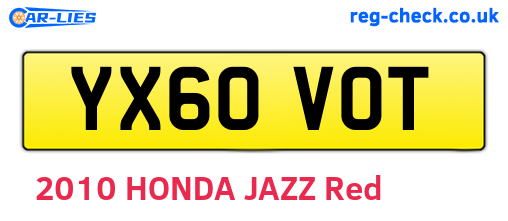 YX60VOT are the vehicle registration plates.