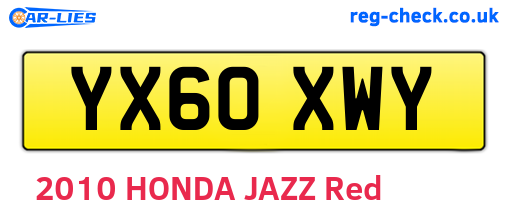 YX60XWY are the vehicle registration plates.