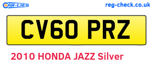 CV60PRZ are the vehicle registration plates.