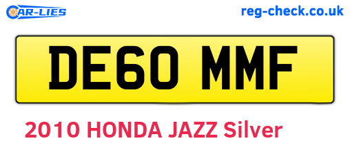 DE60MMF are the vehicle registration plates.