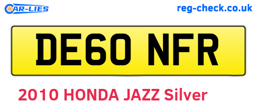 DE60NFR are the vehicle registration plates.