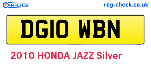 DG10WBN are the vehicle registration plates.